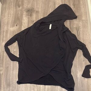 Athleta Black Wrap style Hooded Sweatshirt